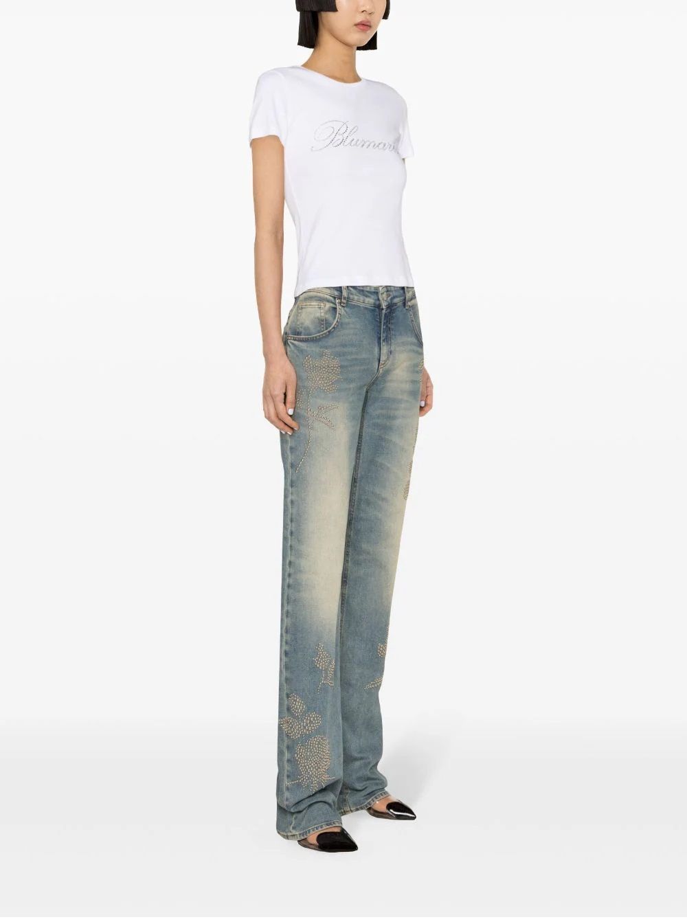 BLUMARINE  T-Shirt da Donna BLUMARINE in Cotone Bianco con Logo Soddisfazione Garantita