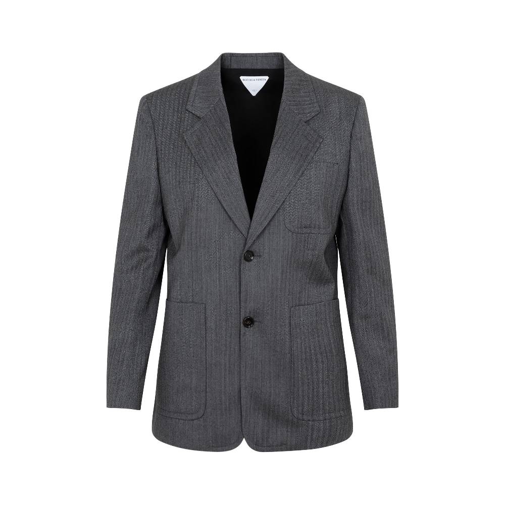 BOTTEGA VENETA  Blazer di Lana Chevron Grigio Bottega Veneta per Donna Sottocosto