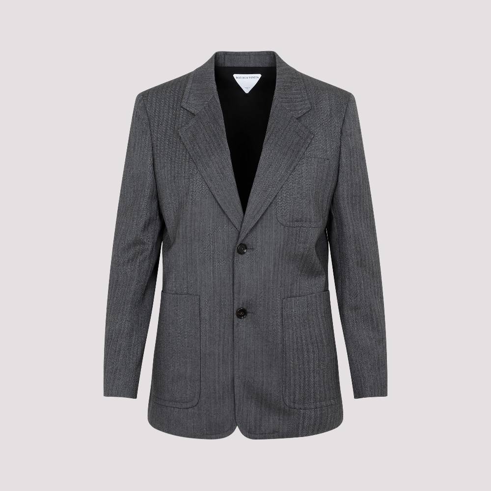 BOTTEGA VENETA  Blazer di Lana Chevron Grigio Bottega Veneta per Donna Sottocosto