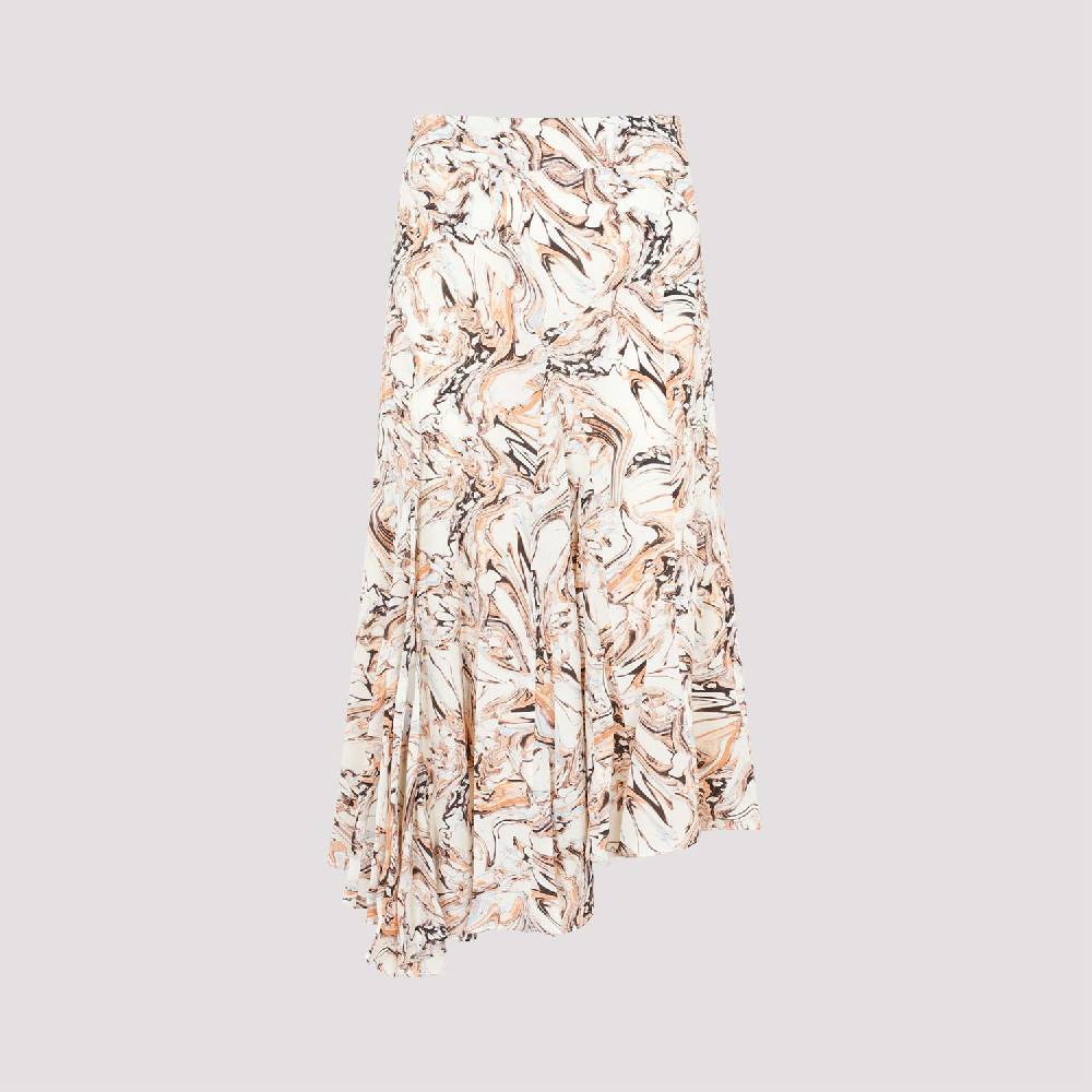 ISABEL MARANT  Gonna in Seta Toscane Isabel Marant Beige con Motivo Geometrico Saldi Di Fabbrica