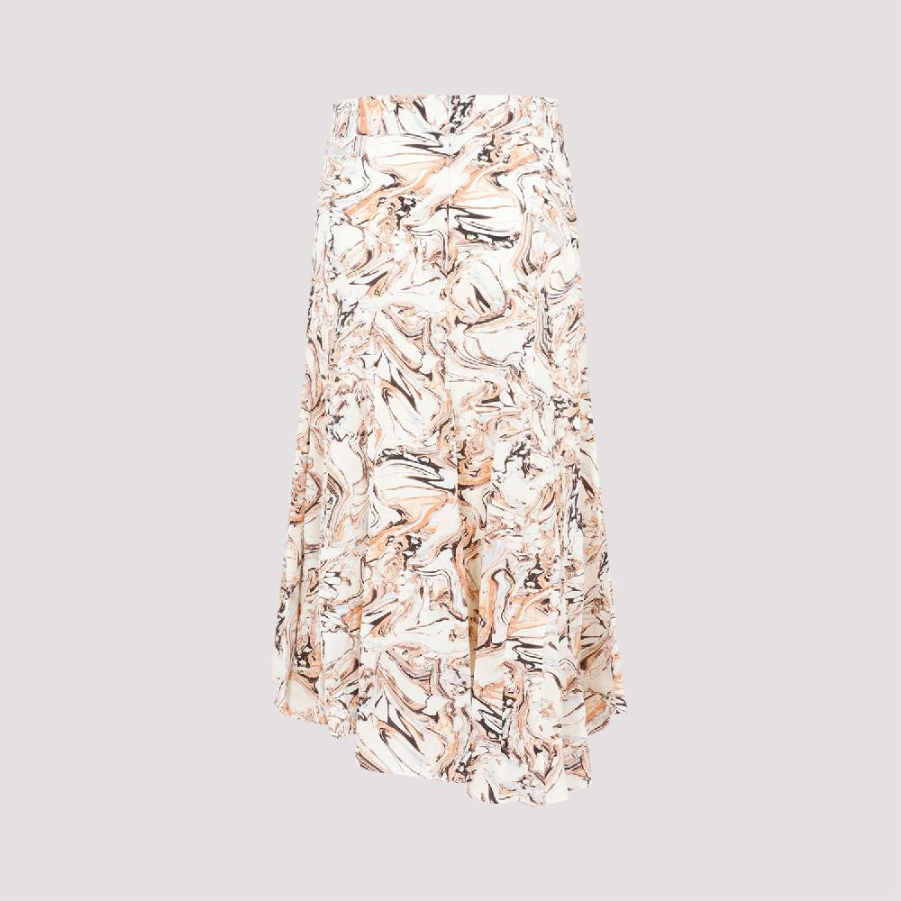 ISABEL MARANT  Gonna in Seta Toscane Isabel Marant Beige con Motivo Geometrico Saldi Di Fabbrica