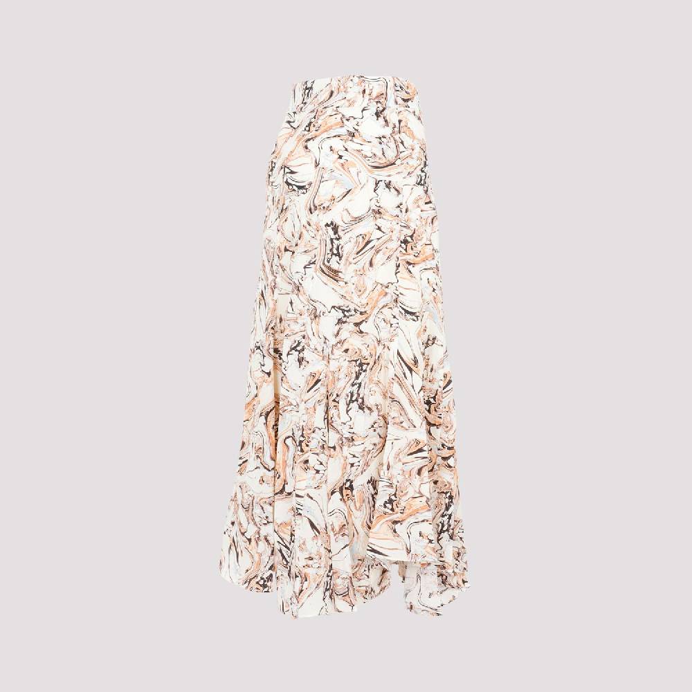 ISABEL MARANT  Gonna in Seta Toscane Isabel Marant Beige con Motivo Geometrico Saldi Di Fabbrica