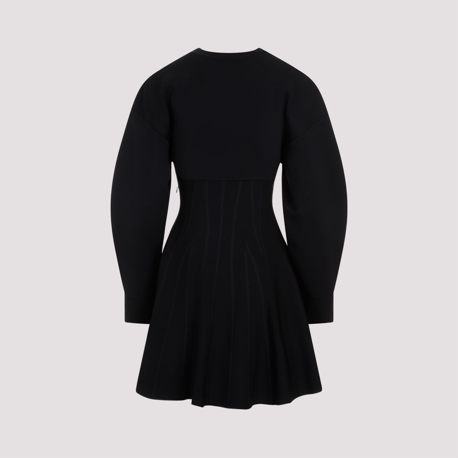 ALEXANDER MCQUEEN  Abito in Misto Lana Nero Alexander McQueen - Gonna a Campana a Righe Online