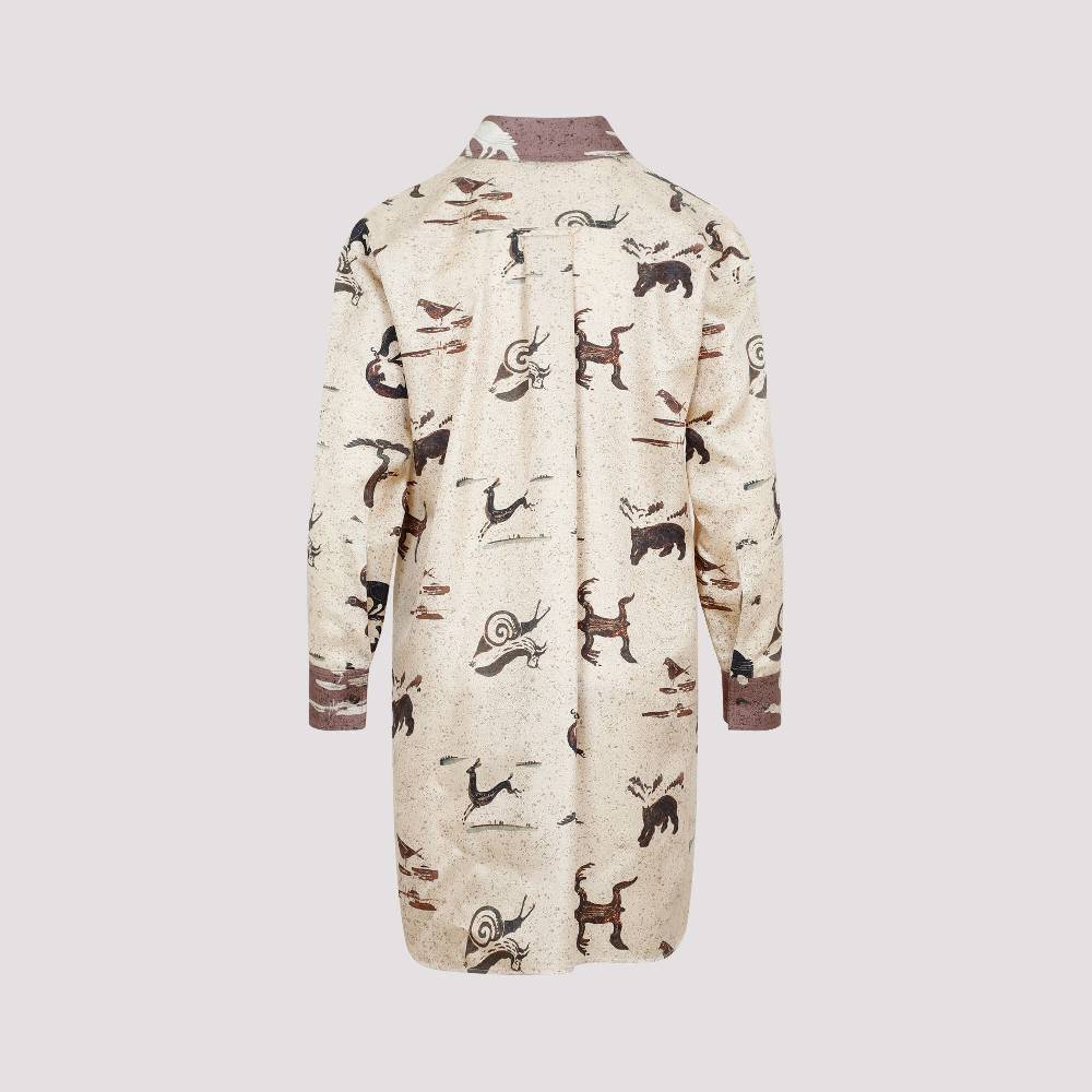 LOEWE  Camicia Oversize da Donna Loewe in Seta Beige con Stampa Animalier Saldi