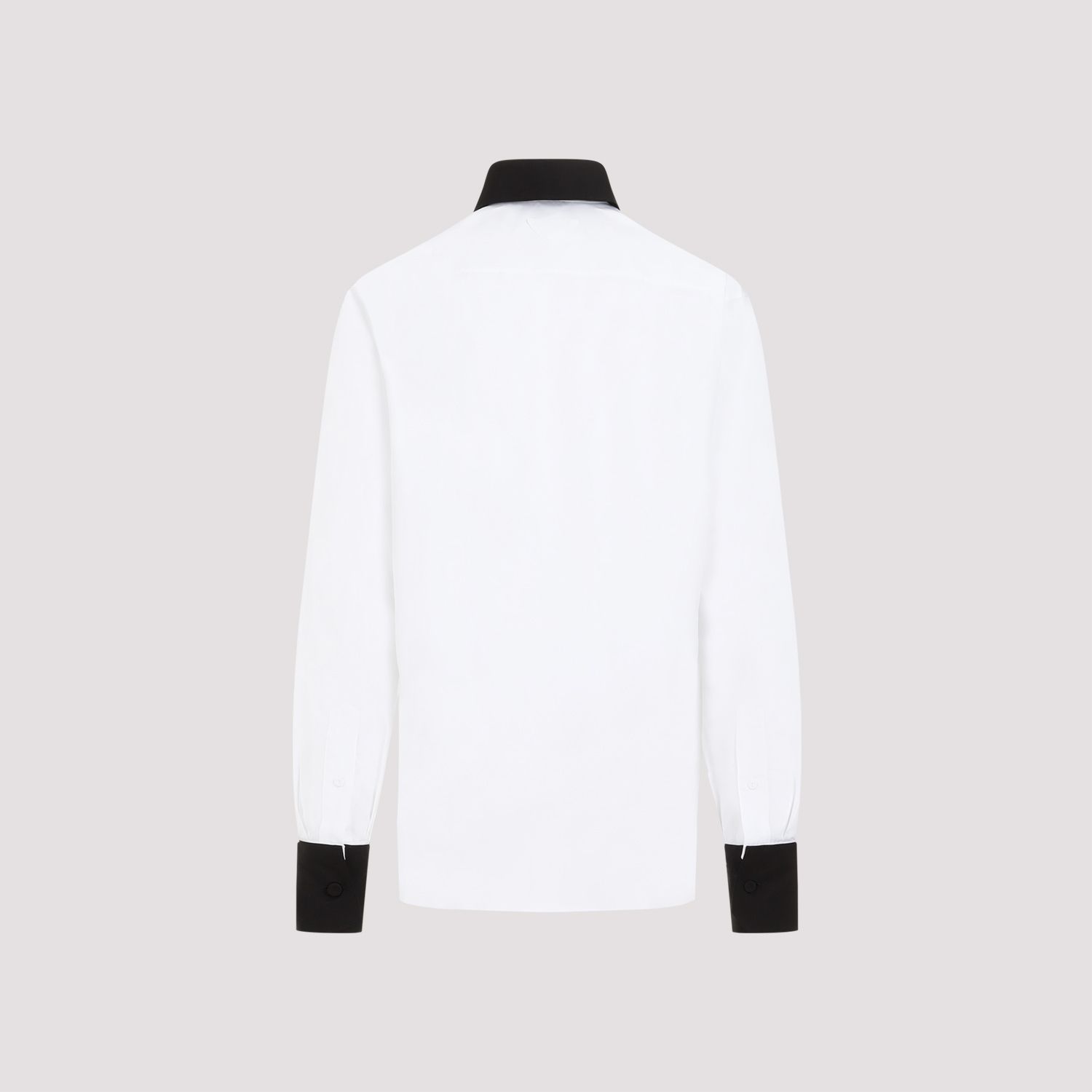 PRADA  Camicia Prada Uomo Cotone Bianco con Colletto a Contrasto Nero Grande vendita