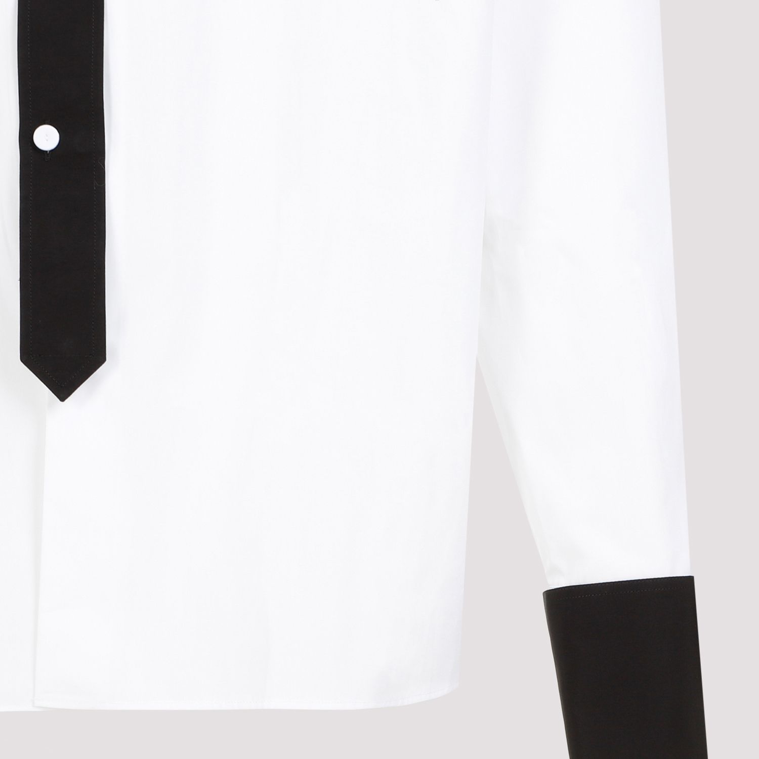 PRADA  Camicia Prada Uomo Cotone Bianco con Colletto a Contrasto Nero Grande vendita