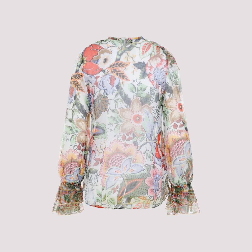 ETRO  Camicia ETRO in Seta Floreale con Ruche - Multicolore Fornitura limitata