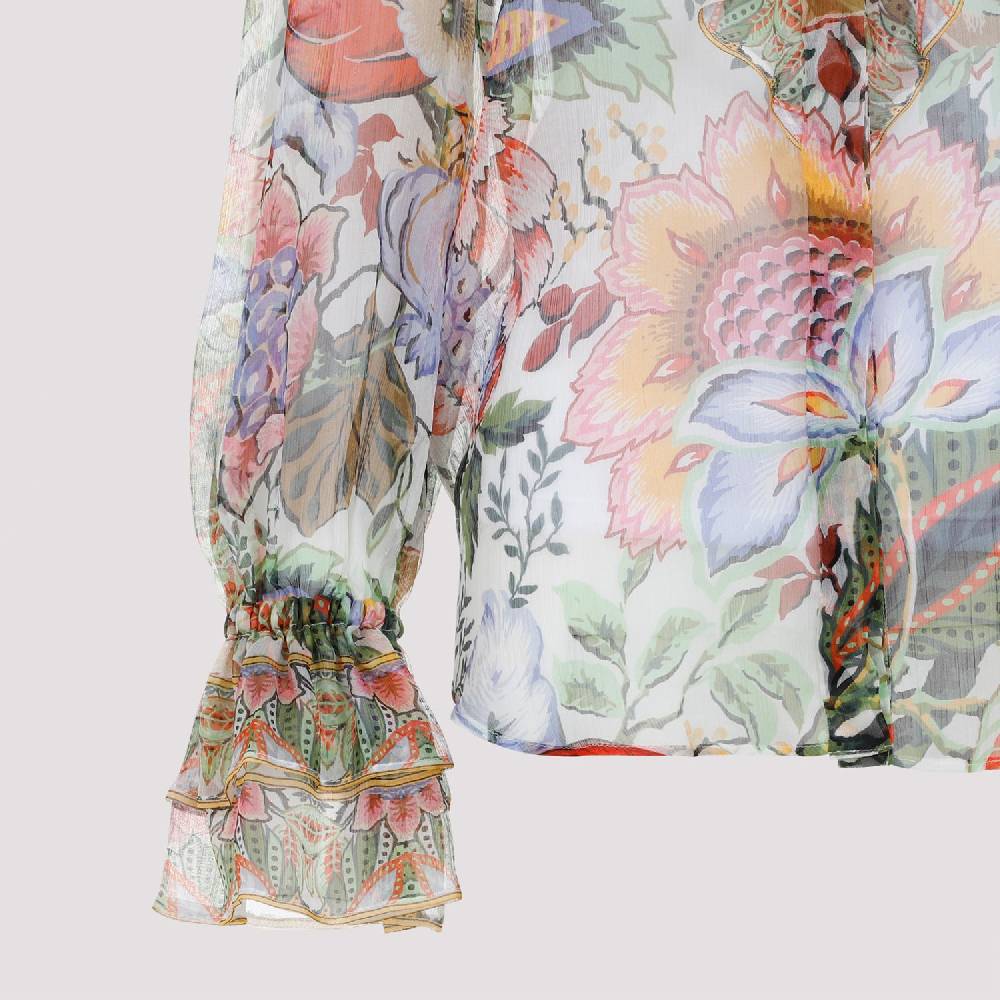 ETRO  Camicia ETRO in Seta Floreale con Ruche - Multicolore Fornitura limitata