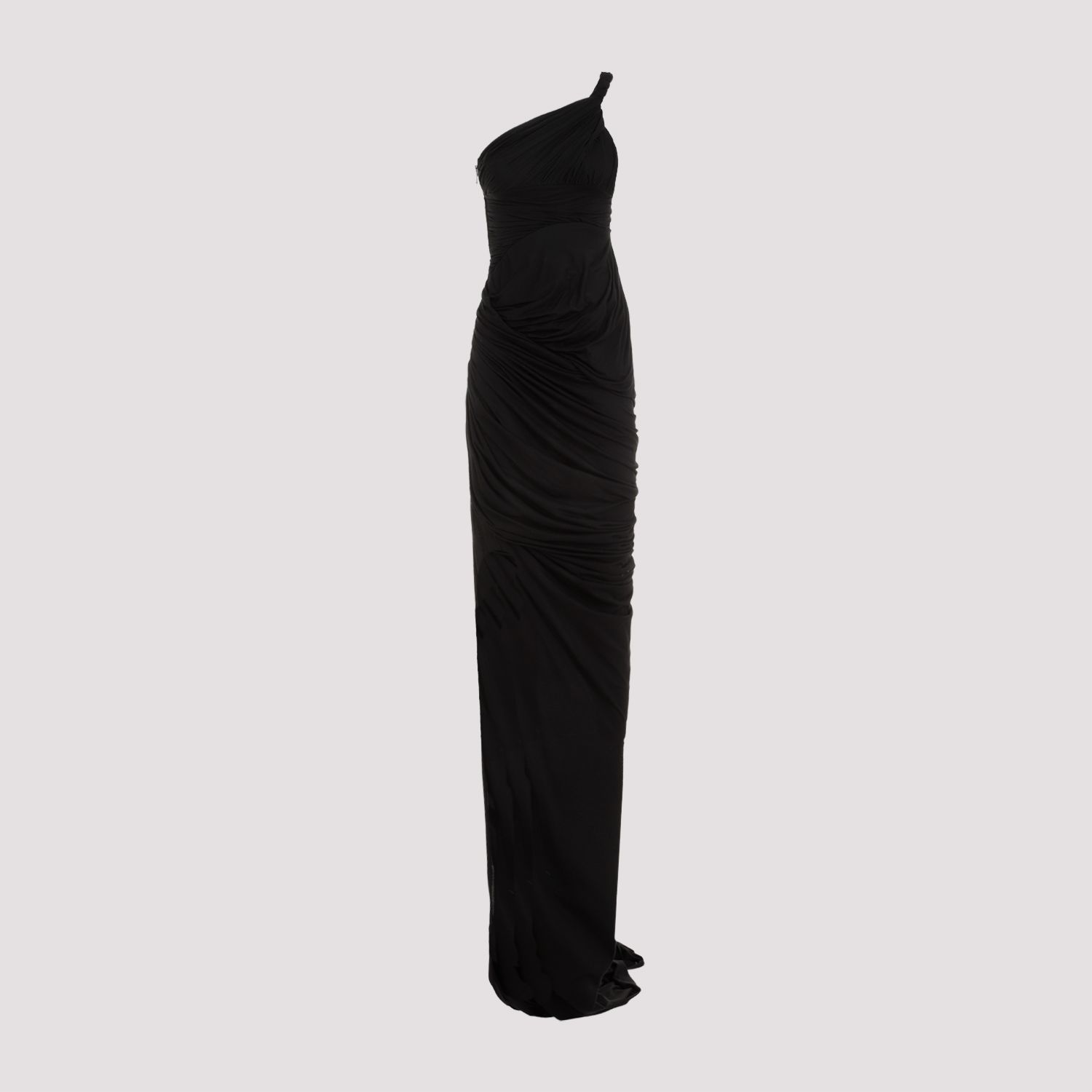 RICK OWENS  Abito Drappeggiato Monospalla Nero in Cotone di Rick Owens Negozio
