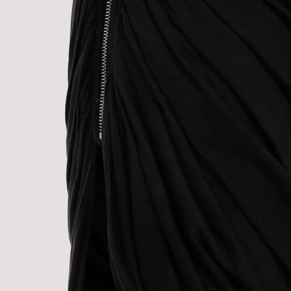 RICK OWENS  Abito Drappeggiato Monospalla Nero in Cotone di Rick Owens Negozio