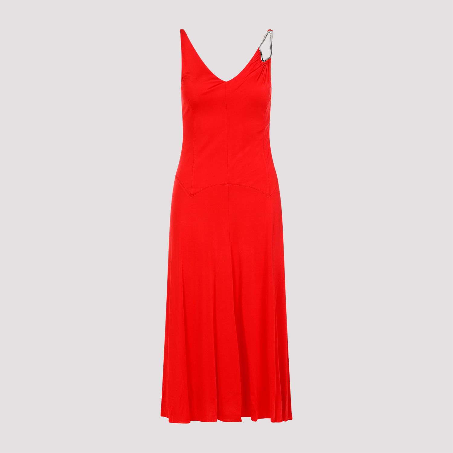 LANVIN  Abito Midi Rosso A-Line Senza Maniche Lanvin Italy