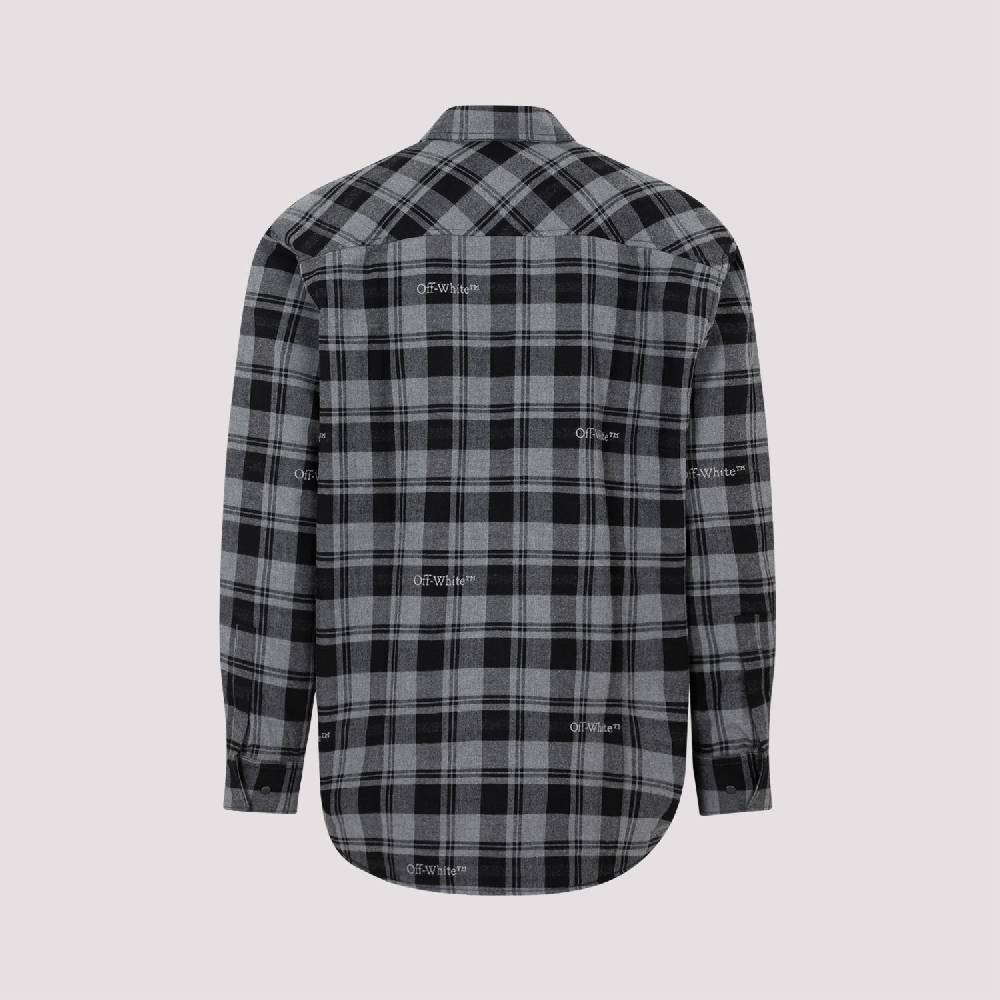 OFF-WHITE  Camicia Overshirt a Quadri in Cotone Grigio da Uomo Off-White Italia