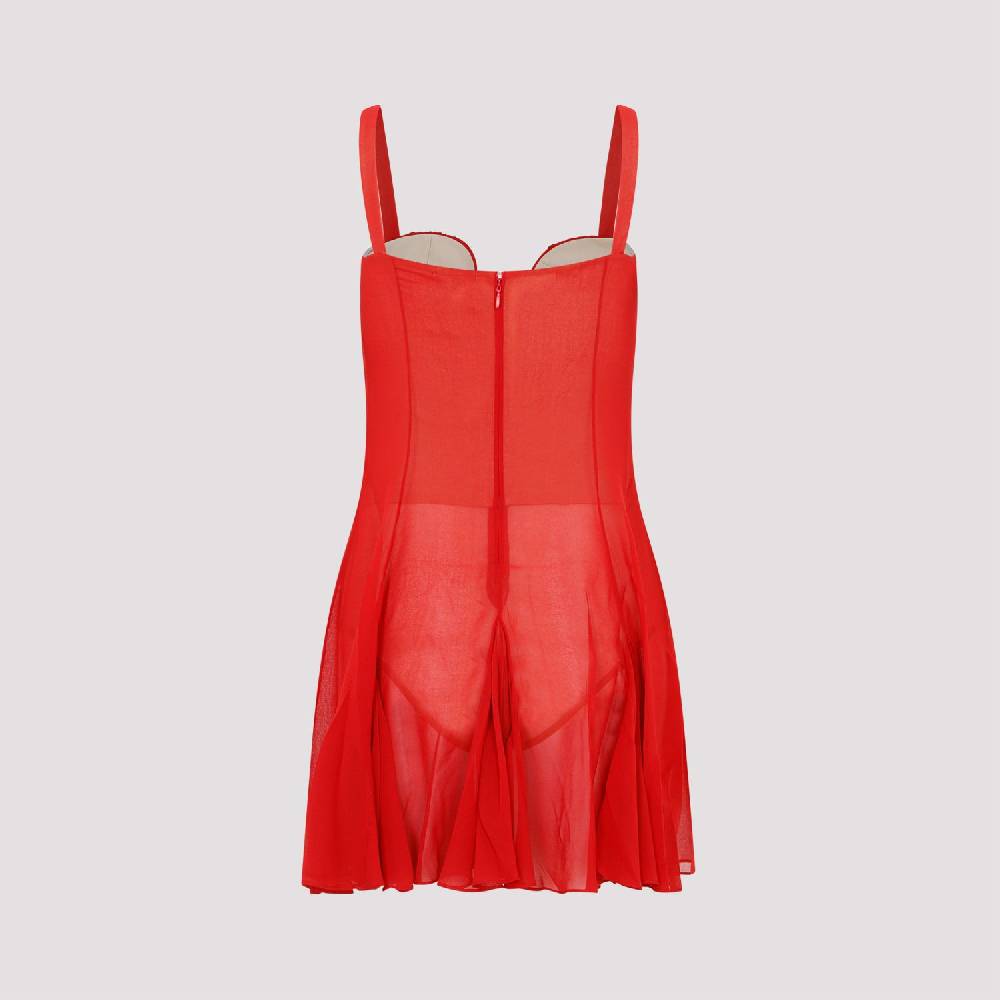 NENSI DOJAKA  Abito Mini Asimmetrico Rosso di Seta Nensi Dojaka In Linea