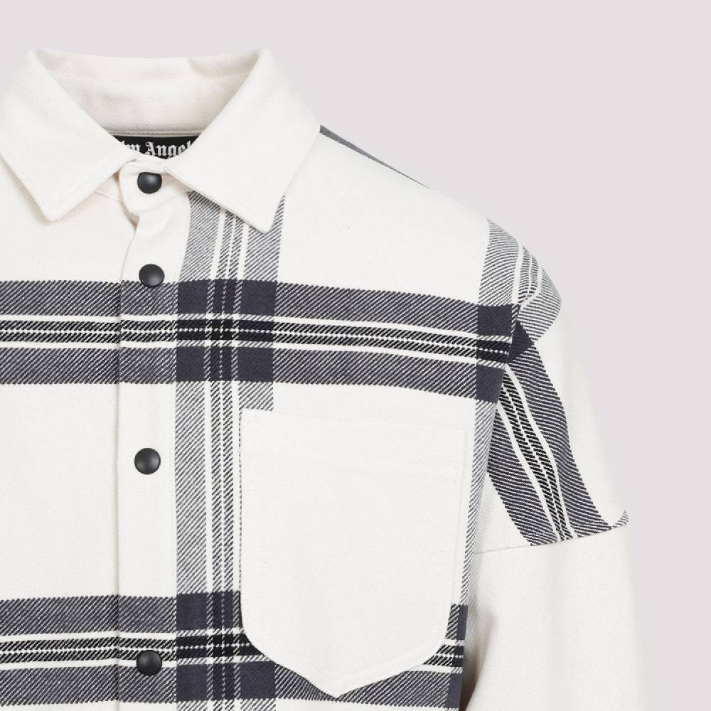 PALM ANGELS  Camicia Overshirt a Quadri Bianco Spento Palm Angels - Uomo Qualità
