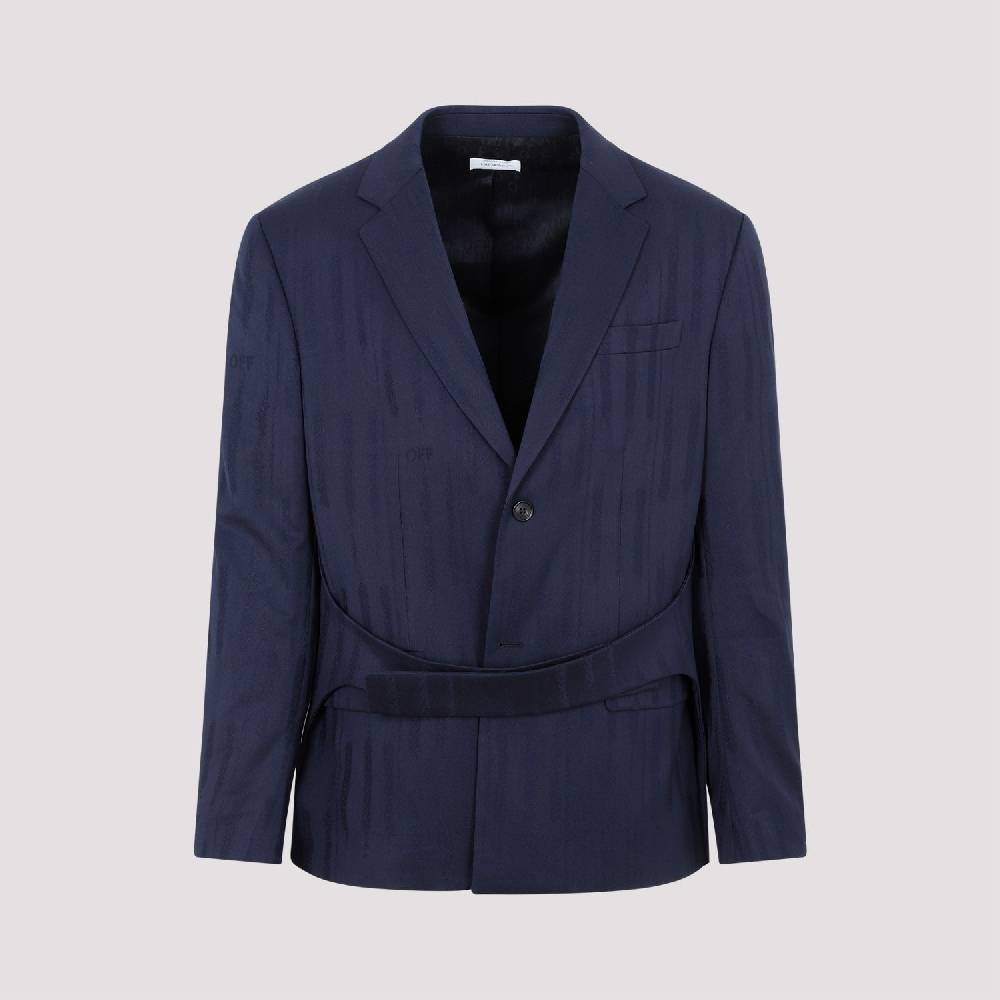 OFF-WHITE  Giacca Uomo Off-White in Lana Blu Shibori Promozione