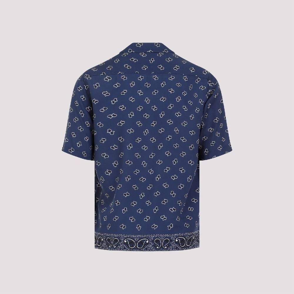 PALM ANGELS  Camicia Bowling Blu Navy Paisley Palm Angels Uomo Spedizione Gratuita