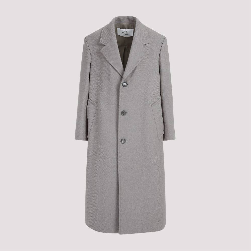 AMI  Cappotto Uomo AMI Taupe in Misto Lana Oversize Pezzi Unici