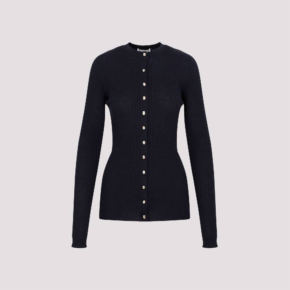 JIL SANDER  Cardigan Blu Notte in Lana e Seta da Donna Jil Sander Qualità Garantita