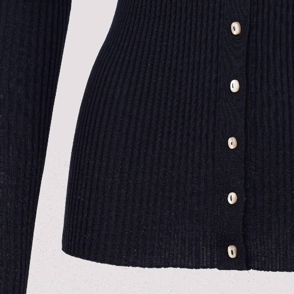 JIL SANDER  Cardigan Blu Notte in Lana e Seta da Donna Jil Sander Qualità Garantita