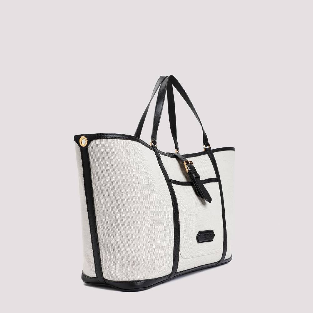 TOM FORD  Borsa Shopper TOM FORD in Cotone e Pelle Nera Acquista Ora