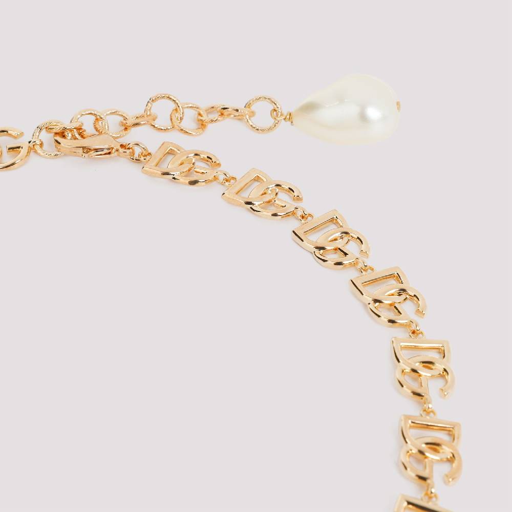 DOLCE & GABBANA  Collana Dolce & Gabbana in Ottone con Logo DG e Perle Decorative Affare Del Giorno