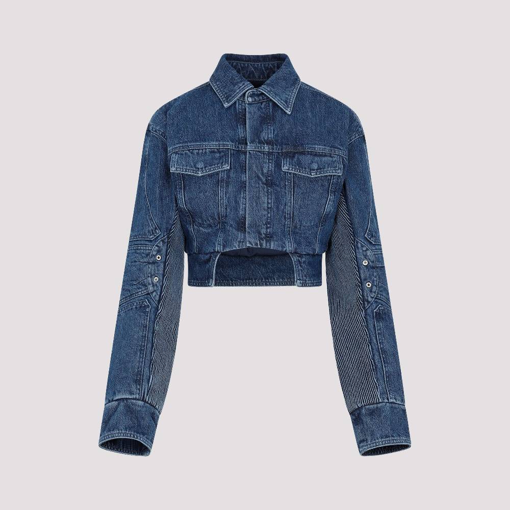 OFF-WHITE  Giacca Moto Cropped Denim Blu Off-White Prezzo basso