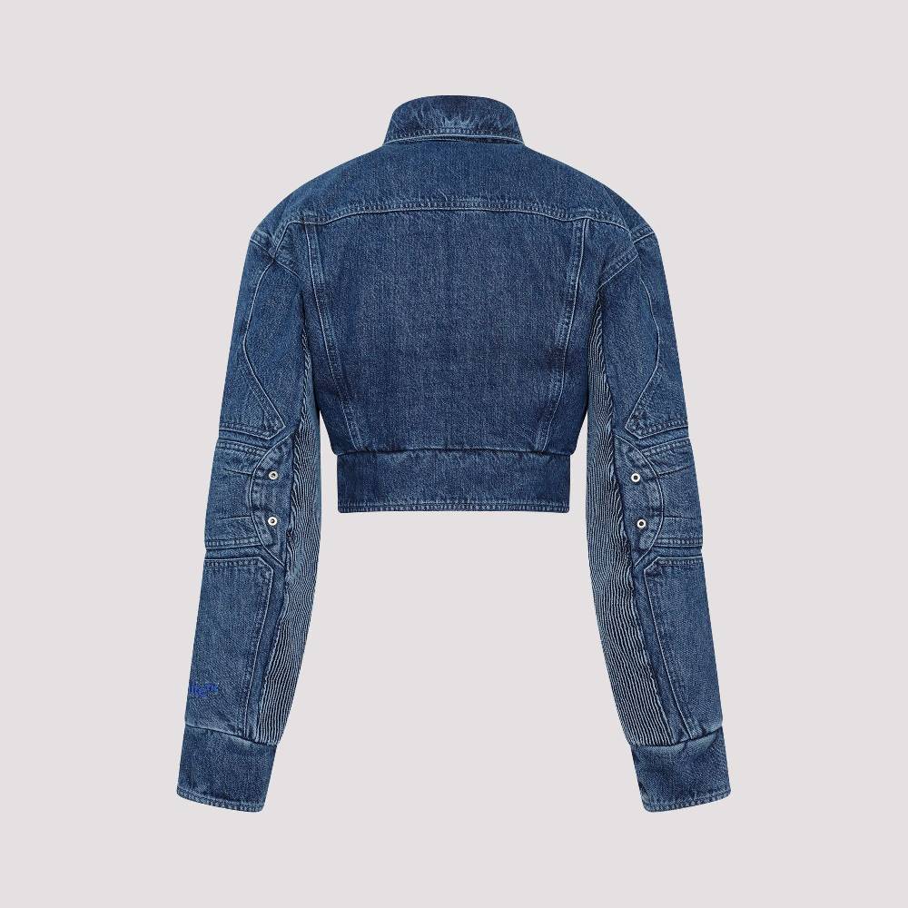 OFF-WHITE  Giacca Moto Cropped Denim Blu Off-White Prezzo basso