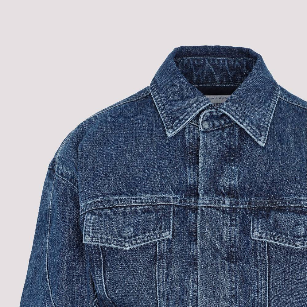 OFF-WHITE  Giacca Moto Cropped Denim Blu Off-White Prezzo basso