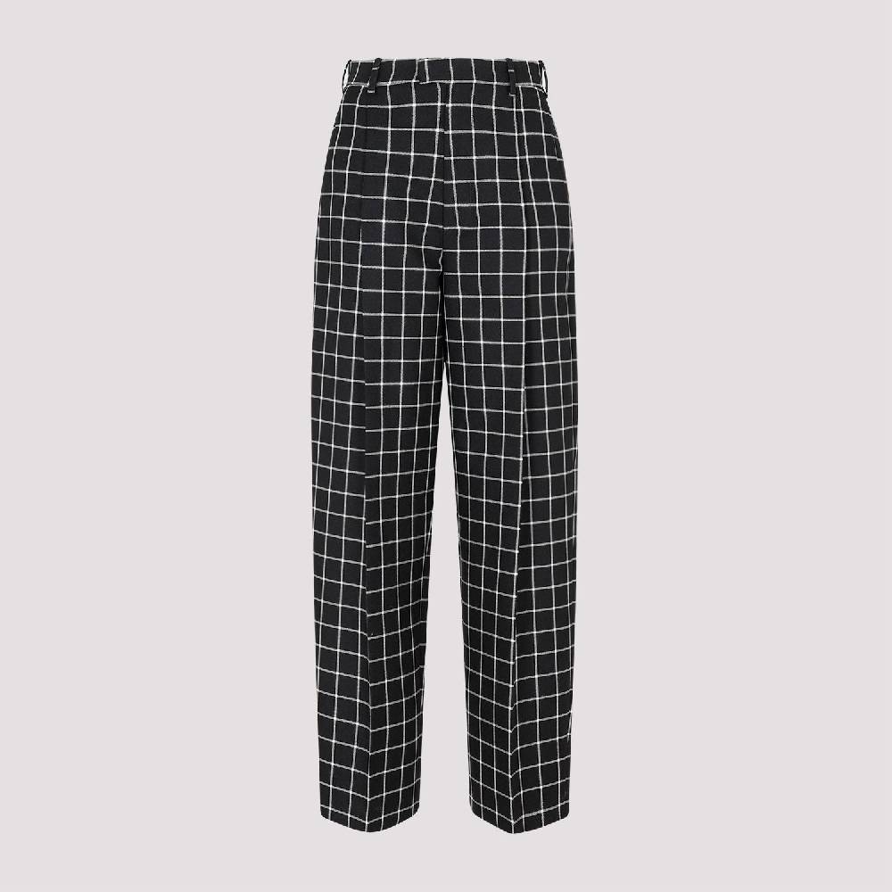 MARNI  Pantaloni Dritti di Lana a Quadri Neri MARNI per Donna Offerta
