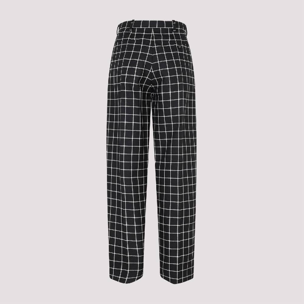 MARNI  Pantaloni Dritti di Lana a Quadri Neri MARNI per Donna Offerta
