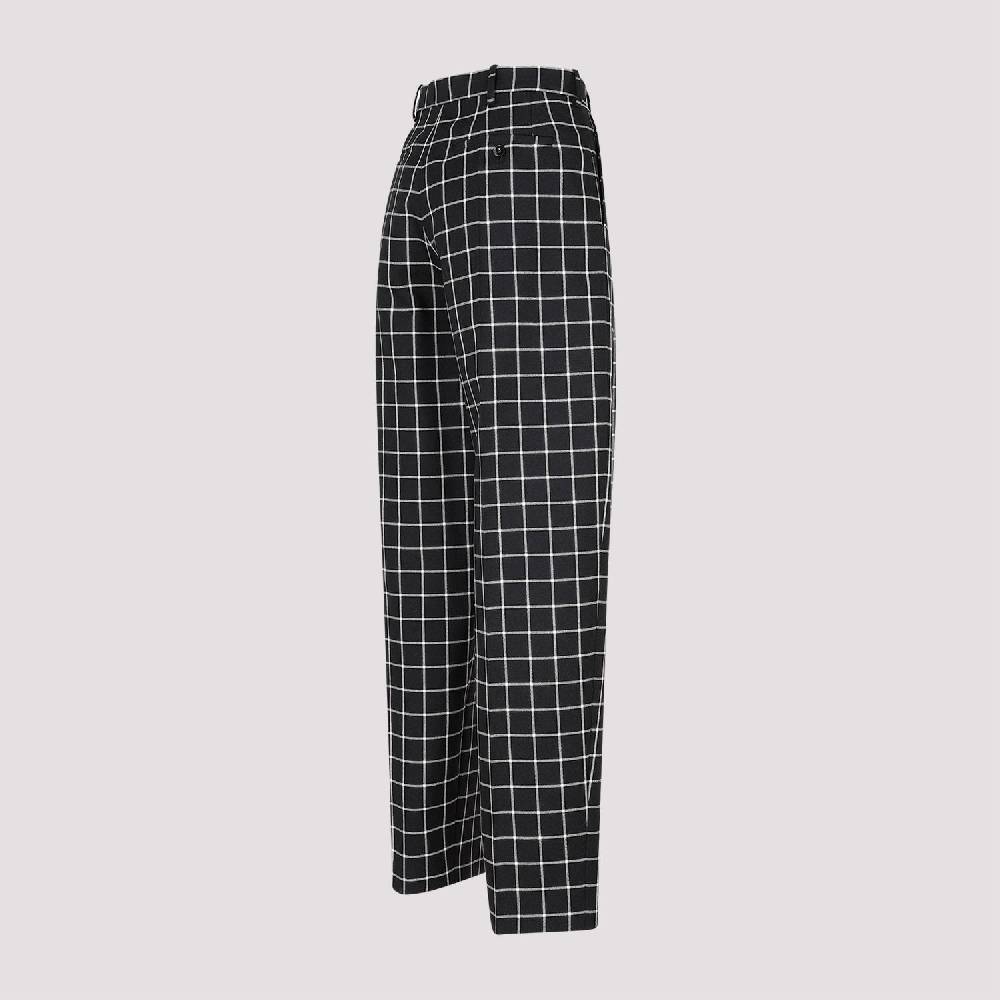 MARNI  Pantaloni Dritti di Lana a Quadri Neri MARNI per Donna Offerta