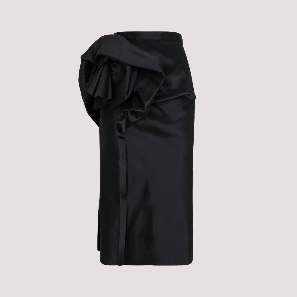 MAISON MARGIELA  Gonna Midi Nera Drappeggiata Maison Margiela - Misto Poliestere/Seta Online