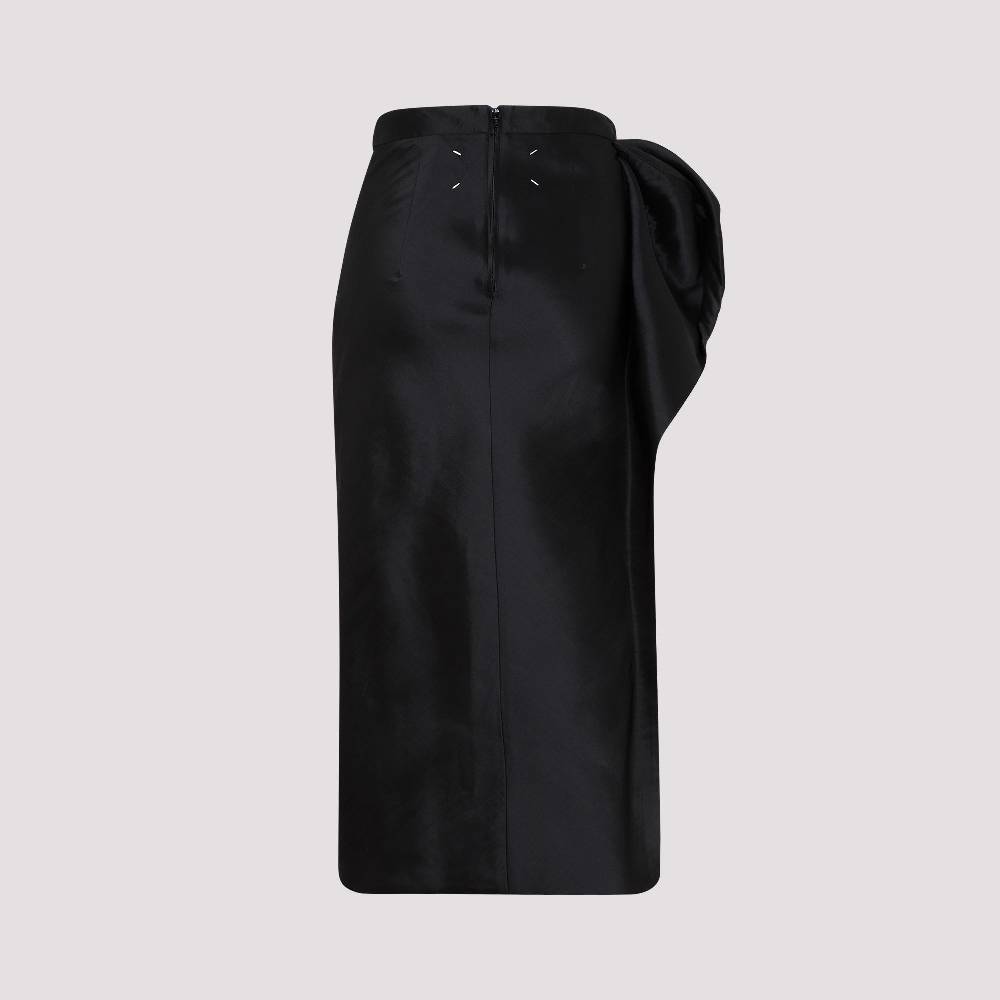 MAISON MARGIELA  Gonna Midi Nera Drappeggiata Maison Margiela - Misto Poliestere/Seta Online