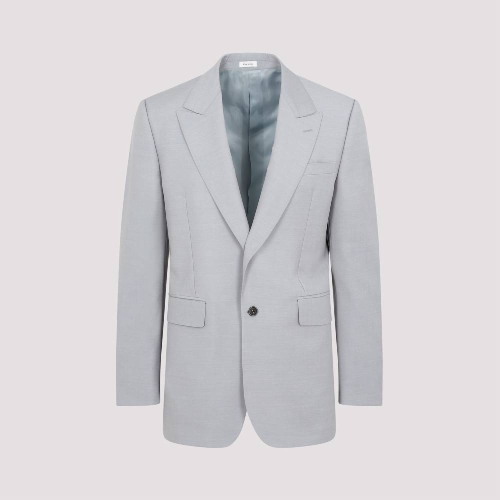 ALEXANDER MCQUEEN  Giacca Uomo Grigia in Lana-Mohair di Alexander McQueen Outlet