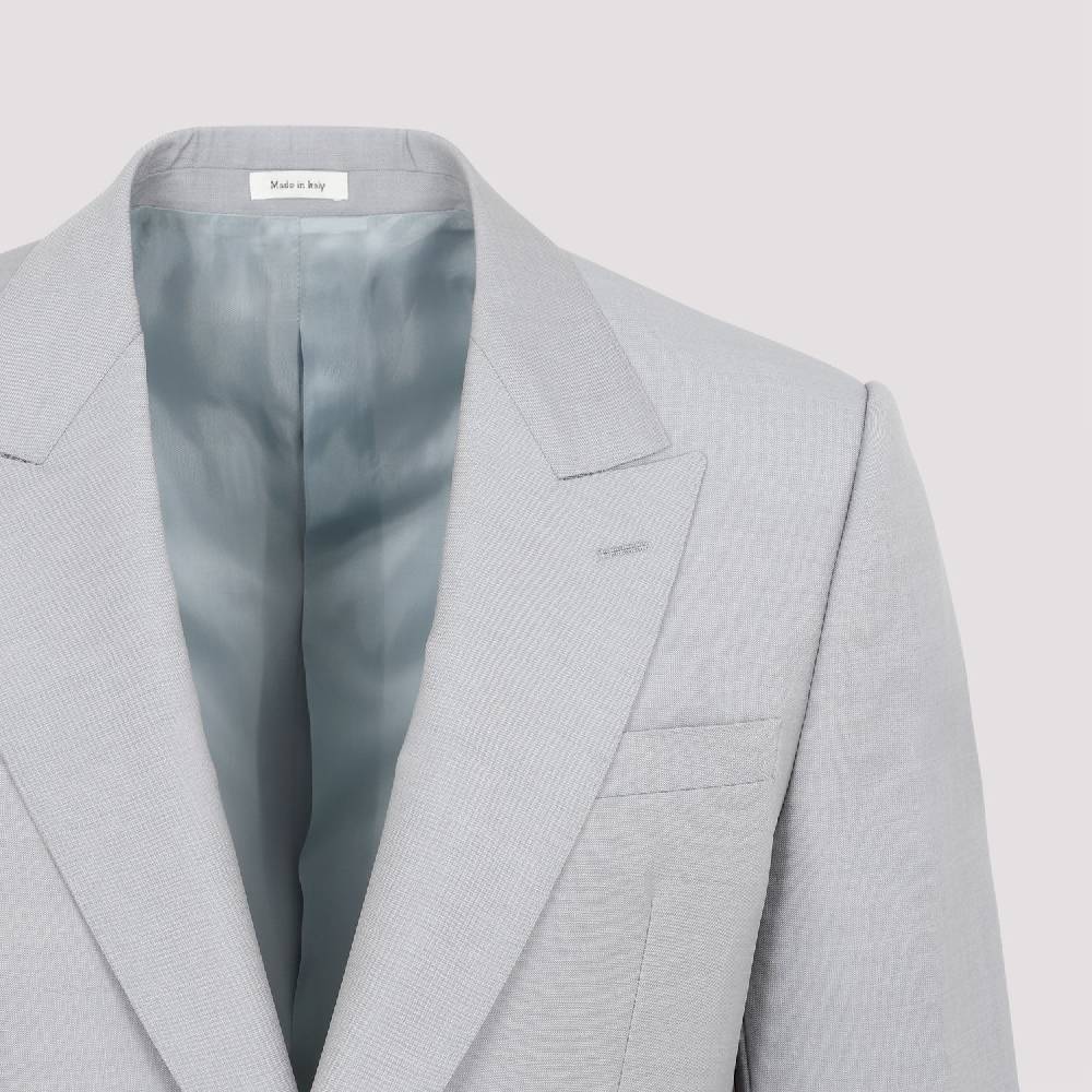 ALEXANDER MCQUEEN  Giacca Uomo Grigia in Lana-Mohair di Alexander McQueen Outlet