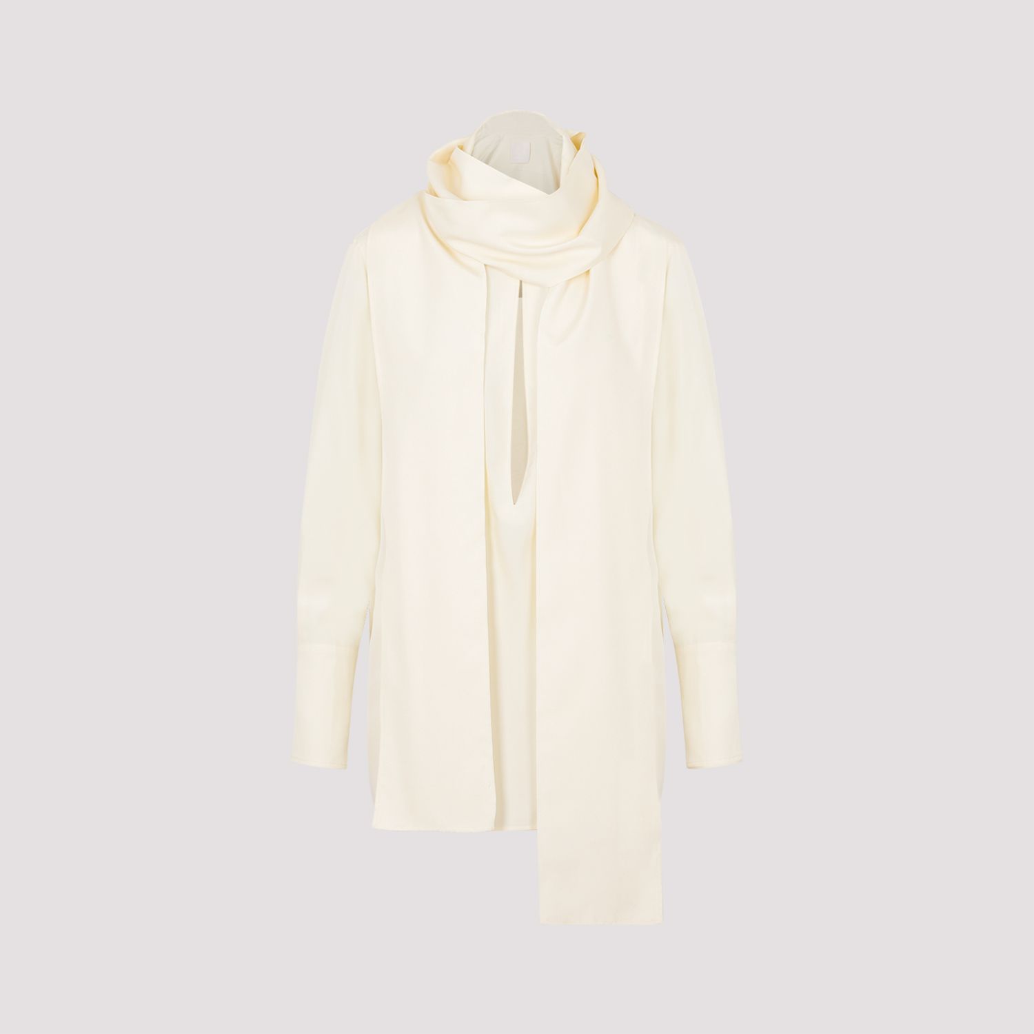 GIVENCHY  Blusa Givenchy in Seta Bianca con Fiocco Vendite Flash