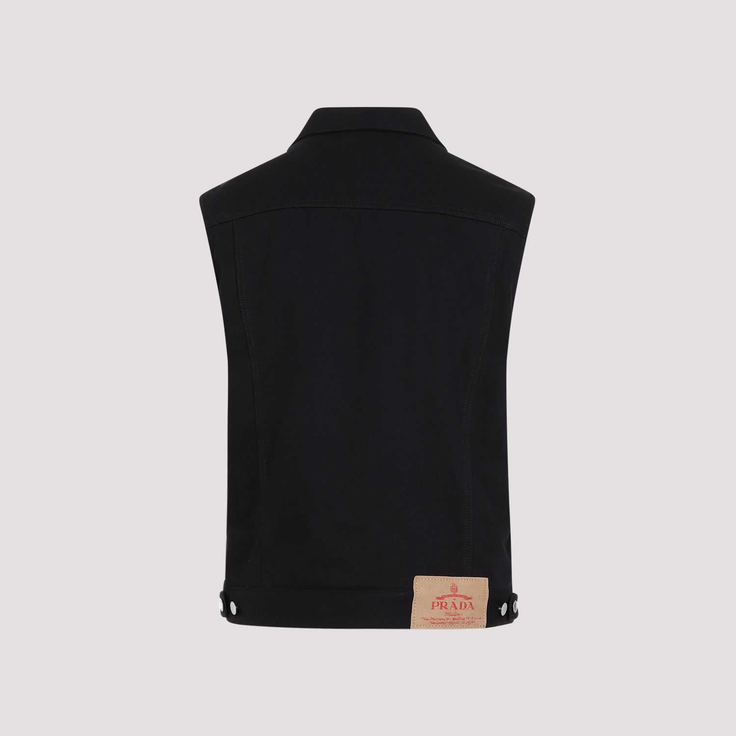 PRADA  Gilet di Jeans Nero in Cotone PRADA - Panciotto Senza Maniche Uomo Negozio
