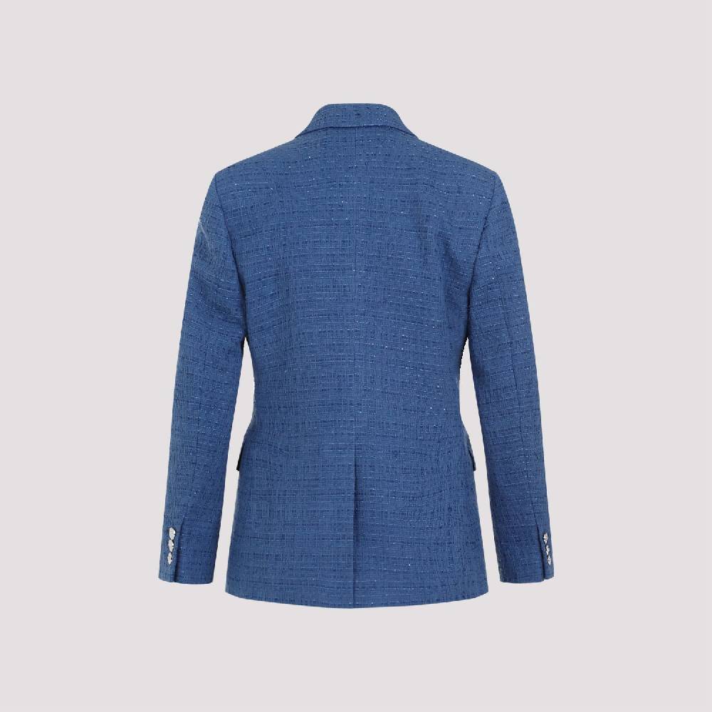 VERSACE  Blazer Tweed Cotone Blu Versace da Donna In Saldo