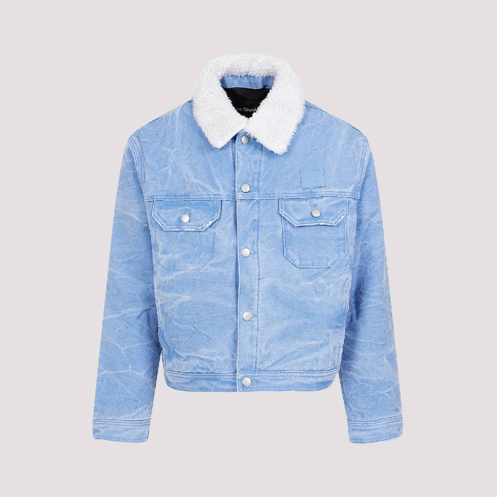 ACNE STUDIOS  Giacca di Cotone Blu Acne Studios con Collo Rimovibile Nuova