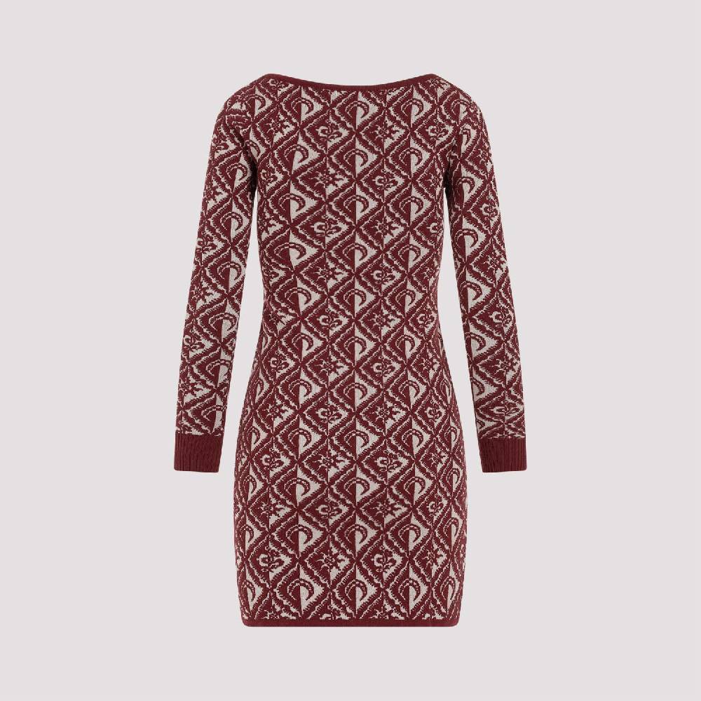 MARINE SERRE  Abito Corto Jacquard Rosso Marine Serre in Lana Moda