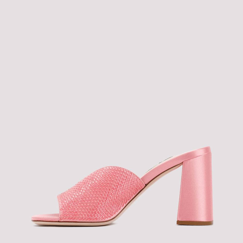 MIU MIU  Sandali MIU MIU in Raso Rosa con Tacco Largo 8,5cm Spedizione Gratuita