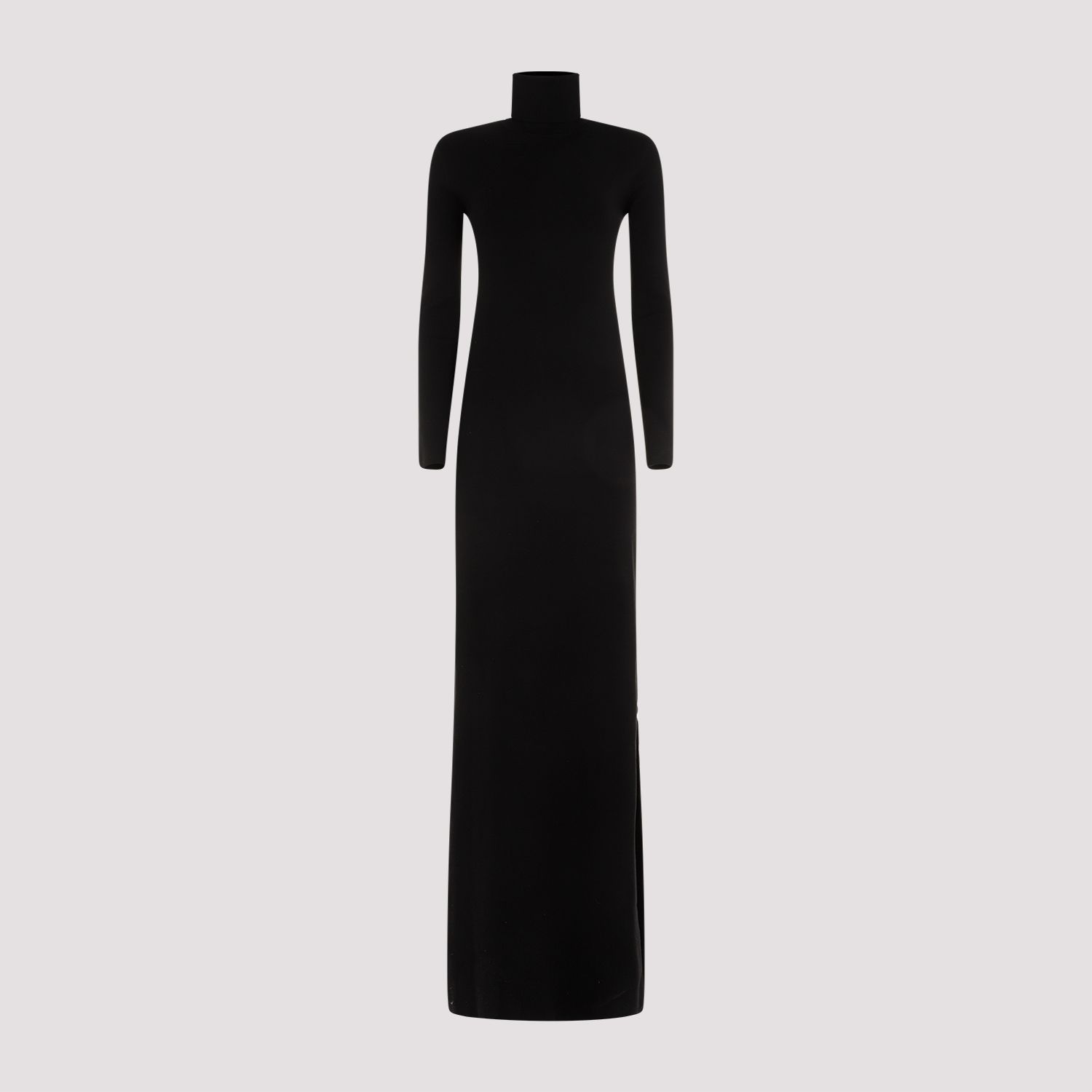 SAINT LAURENT  Abito Lungo Nero in Lana Saint Laurent Collo Alto Negozi Online