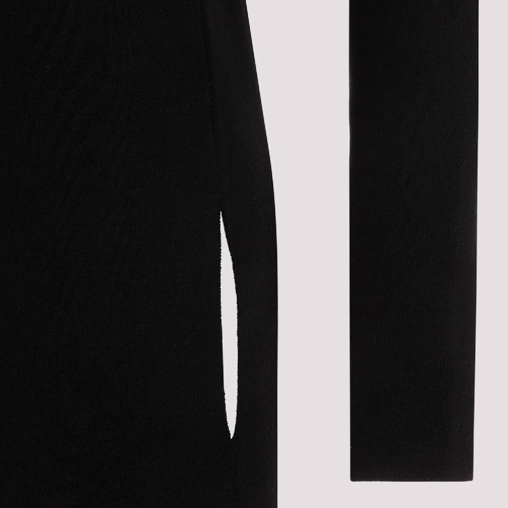 SAINT LAURENT  Abito Lungo Nero in Lana Saint Laurent Collo Alto Negozi Online