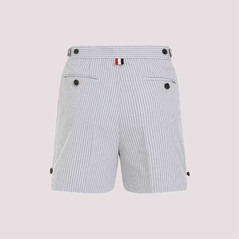 THOM BROWNE  Pantaloncini di Cotone Grigio Thom Browne con Righe Signature Novità