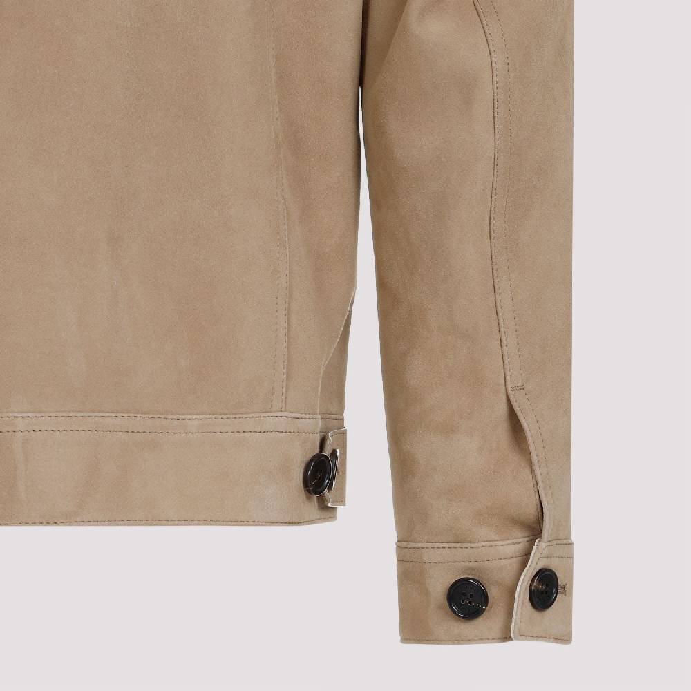 DUNHILL  Giacca di Pelle Scamosciata Marrone Dunhill Uomo Presa