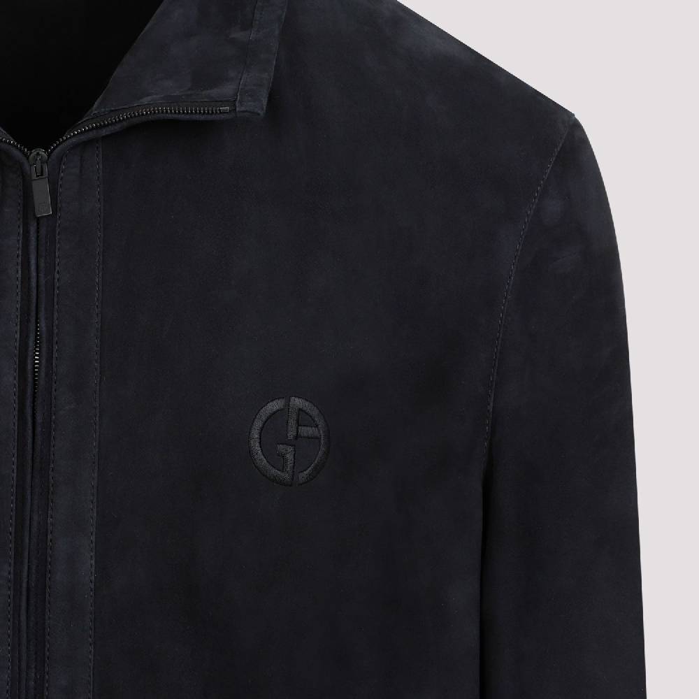 GIORGIO ARMANI  Giubbotto in Pelle Scamosciata Blu Uomo Giorgio Armani Hotsell