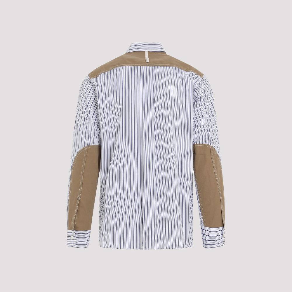 JUNYA WATANABE  Camicia in Cotone da Uomo Junya Watanabe - Bianca a Righe con Zip In Saldo