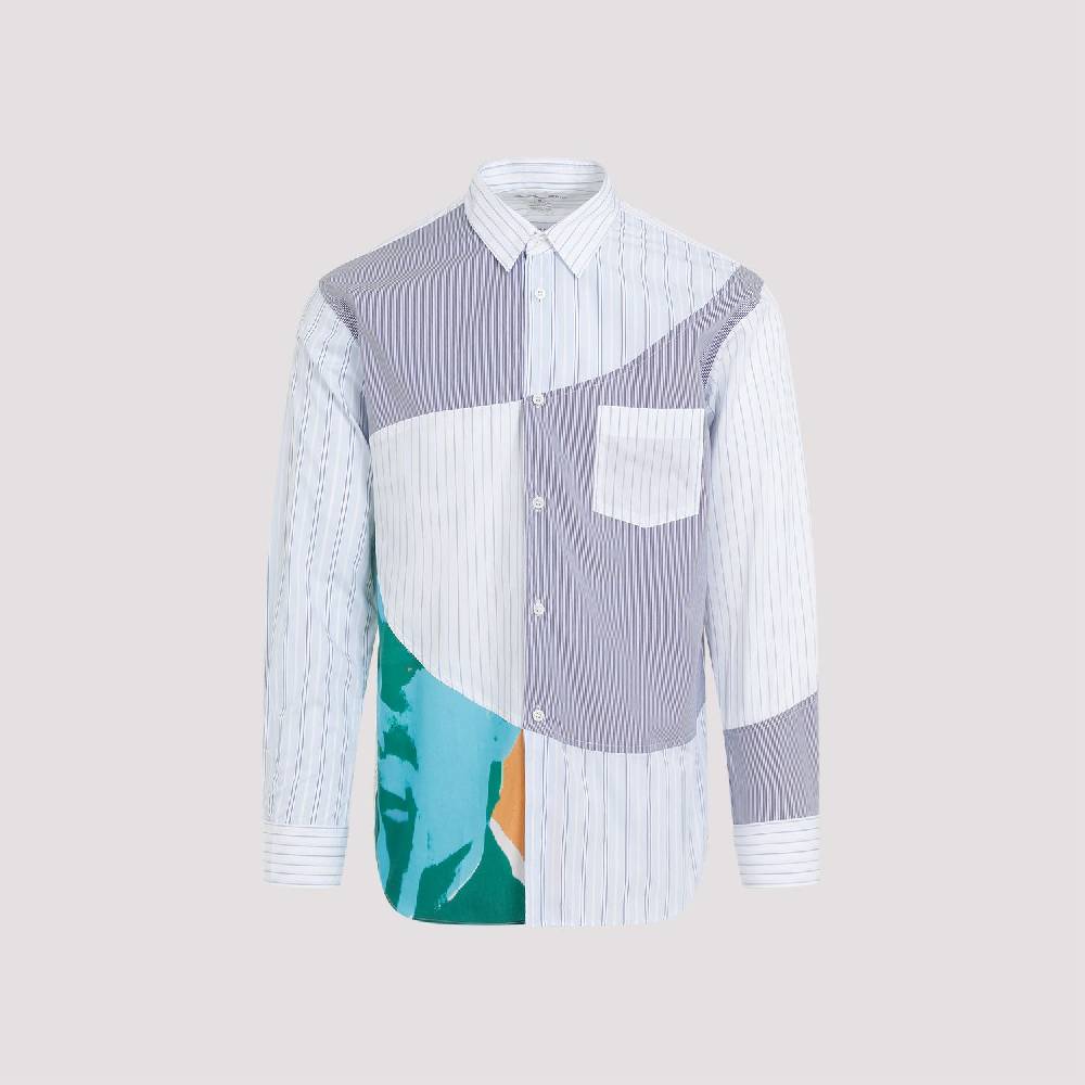COMME DES GARÇONS SHIRT  Camicia Uomo Patchwork Blu in Cotone - COMME DES GARÇONS SHIRT Nuova