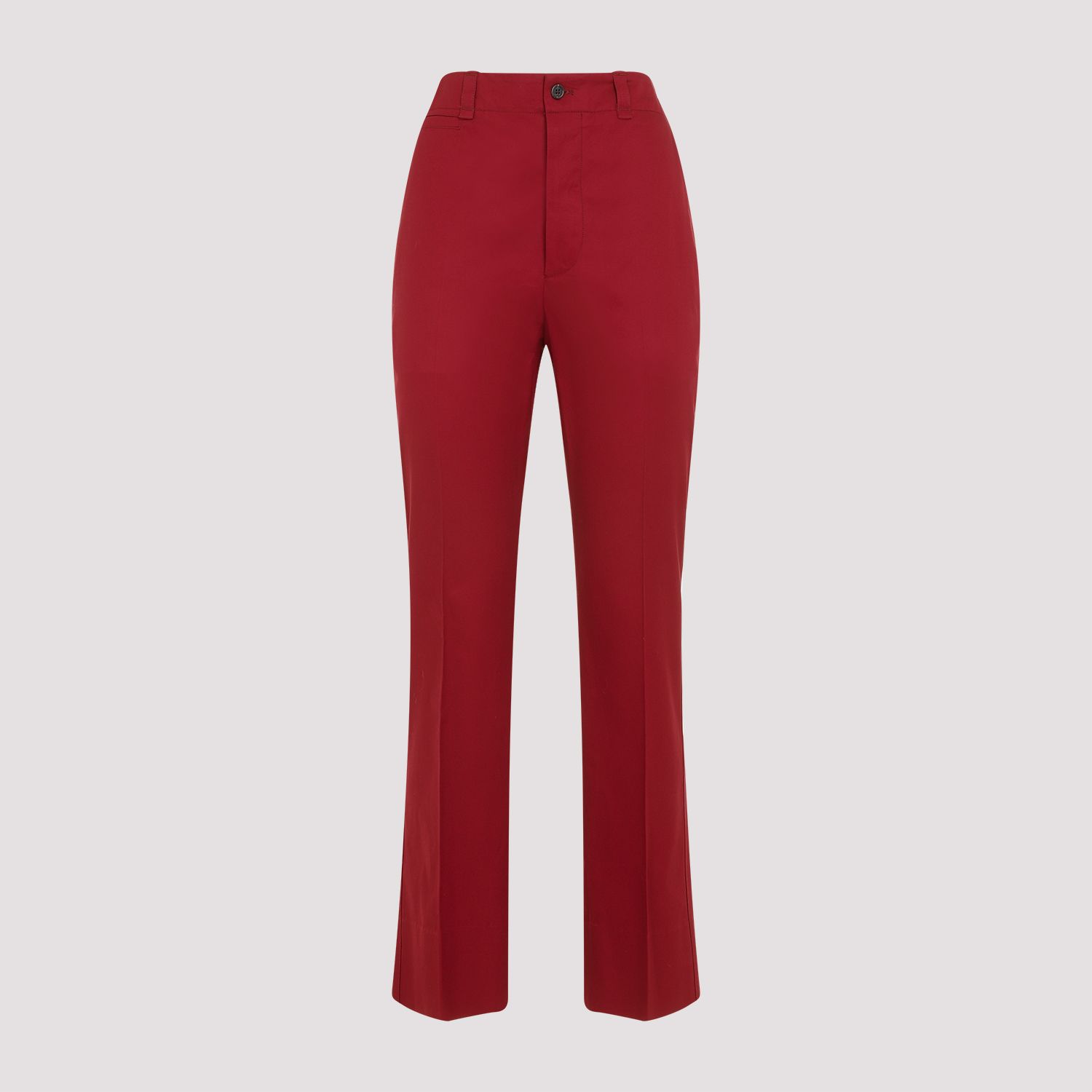 SAINT LAURENT  Pantaloni Donna Cotone Rosso a Vita Alta Saint Laurent Moda