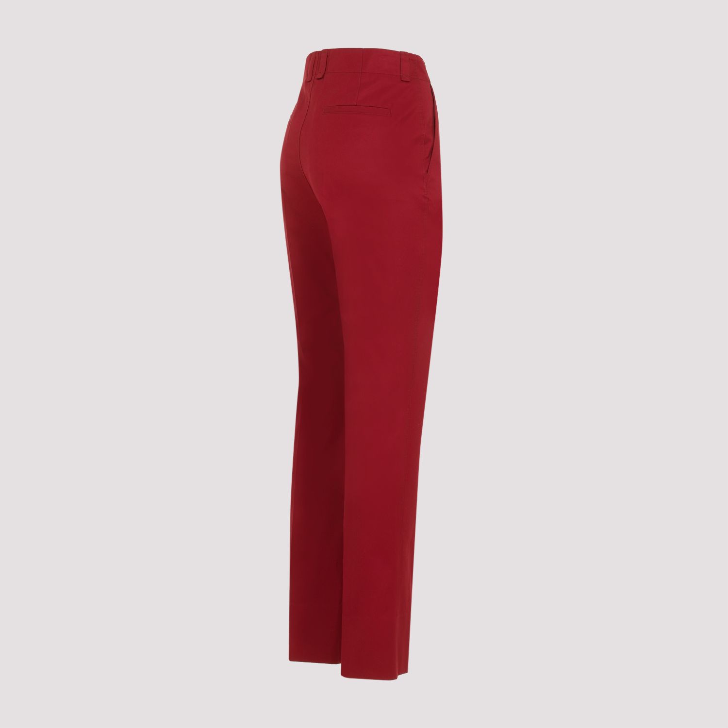 SAINT LAURENT  Pantaloni Donna Cotone Rosso a Vita Alta Saint Laurent Moda